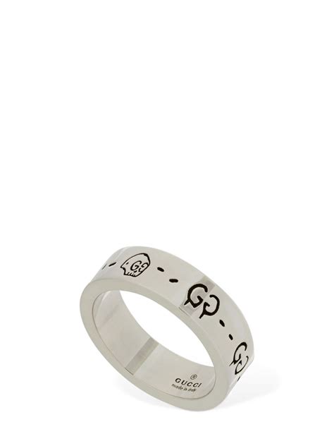 open gallery 1 gucci ghost silver ring|gucci ghost ring size 8.